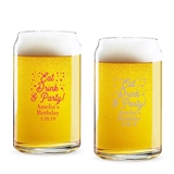 Personalized 'Eat Drink & Party' Design 16oz Beer Can-Shaped Glass