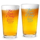 Personalized "Eat Drink & Party" Design 16oz Pint Glass
