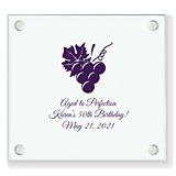 Personalized Grapevine & Wine Grapes Design Square Glass Coasters
