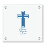 Personalized Simple Cross Design Square Glass Coasters