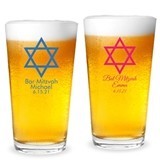 Personalized Star of David Design 16 ounce Pint Glasses