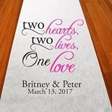 Personalized "Two Hearts, One Love" Aisle Runner (19 Colors)