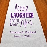 Personalized 'Love Laughter Happily Ever After' Design Aisle Runner