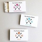 Personalized 'Perfect Match' Arrows Motif White Matchboxes (Set of 50)