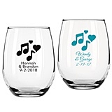 Personalized 9oz Musical Notes Design Stemless Wine Glass