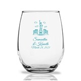 Personalized 9oz NYC Empire State Building Design Stemless Wine Glass