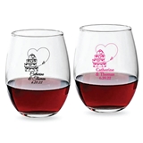 Personalized 9oz Love Travels Heart-Route Design Stemless Wine Glass