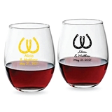 Personalized 9oz Lucky Horseshoes Design Stemless Wine Glasses