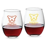 Personalized 9oz Butterfly Silhouette Design Stemless Wine Glasses