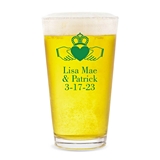 Personalized 'Friendship Loyalty and Love' Claddagh Design Pint Glass