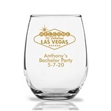 Personalized 15oz 'Welcome to Las Vegas' Design Stemless Wine Glass