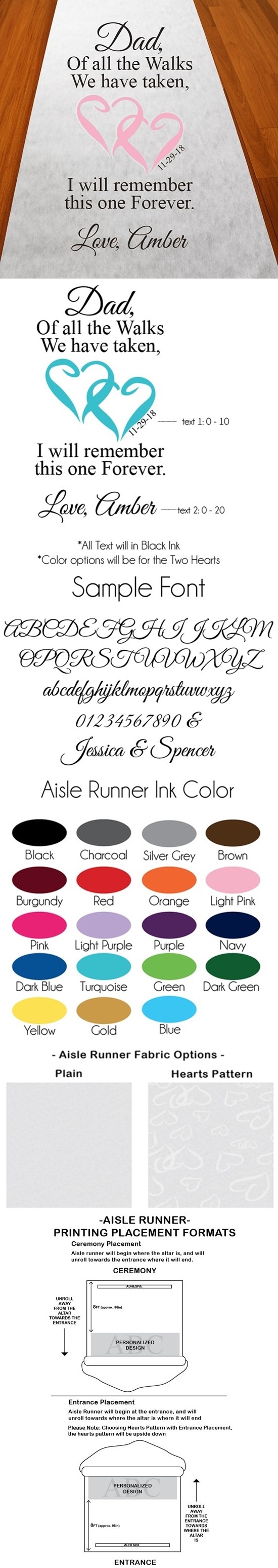 Personalized 'Dad, Of All The Walks' Aisle Runner (19 Colors)