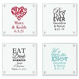 Personalized "Wedding Words" Glass Coasters (25 Designs)