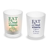 Personalized 'Eat Drink & Be Married' Frosted Glass Votive (18 Colors)