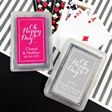 Deck of Playing Cards with Personalized 'Oh Happy Day' Sticker on Case