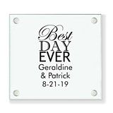 Personalized 'Best Day Ever' Design Glass Coaster (18 Ink Colors)
