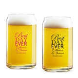 Personalized 'Best Day Ever' Design 16oz Beer Can-Shaped Glass