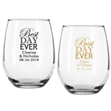 Personalized 15oz "Best Day Ever" Design Stemless Wine Glass
