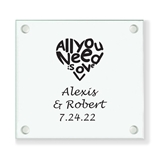 Personalized 'All You Need is Love' Glass Coaster (18 Ink Colors)