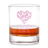 Personalized 'All You Need is Love' Heart Design 9 oz. Rocks Glass