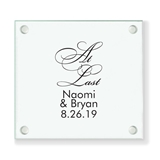 Personalized Classic 'At Last' Design Glass Coaster (18 Ink Colors)