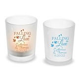 Personalized 'Falling in Love' Design Frosted Glass Votive (18 Colors)