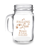Personalized 'Falling in Love' Design 16oz Mason Jar Mug with Handle