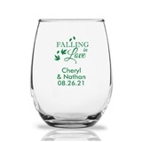 Personalized "Falling in Love" 9 oz. Stemless Wine Glasses