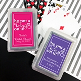 Playing Cards Deck w/ Personalized He Put a Ring on It Sticker on Case