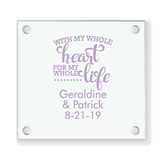 Personalized 'With My Whole Heart' Glass Coaster (18 Ink Colors)