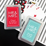 Deck of Playing Cards with Personalized Block MR & MRS Sticker on Case