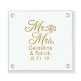 Personalized Script 'Mr & Mrs' Design Glass Coaster (18 Ink Colors)