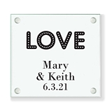 Personalized 'Love Lights' Marquee Design Glass Coaster (18 Ink Colors)