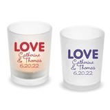 Personalized 'Love Lights' Design Frosted Glass Votive (18 Colors)
