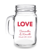 Personalized 'LOVE' Neon Lights Design 16oz Mason Jar Mug with Handle