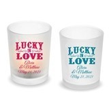 Personalized 'Lucky in Love' Design Frosted Glass Votive (18 Colors)
