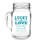 Personalized 'Lucky in Love' Design 16oz Mason Jar Mug with Handle