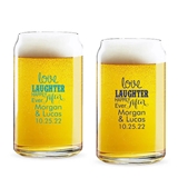 Personalized 'Love Laughter Happily Ever After' 16oz Can-Shaped Glass