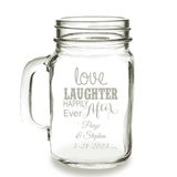 Personalized 'Love, Laughter, Happily Ever After' 16oz Mason Jar Mug