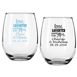 Personalized 'Love Laughter â€¦ Ever After' 9 oz. Stemless Wine Glasses