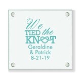 Personalized 'We Tied the Knot' Design Glass Coaster (18 Ink Colors)