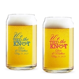 Personalized 'We Tied the Knot' Design 16oz Beer Can-Shaped Glass
