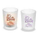 Personalized We Tied the Knot Design Frosted Glass Votive (18 Colors)
