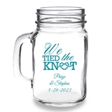 Personalized 'We Tied the Knot' Design 16oz Mason Jar Mug with Handle