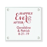 Personalized 'Happily Ever After' Design Glass Coaster (18 Ink Colors)