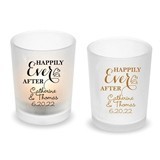 Personalized 'Happily Ever After' Frosted Glass Votive (18 Colors)