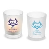 Personalized 'Hunt is Over' Design Frosted Glass Votive (18 Colors)