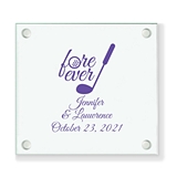 Personalized 'Fore Ever' Golf-Themed Glass Coaster (18 Ink Colors)