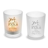 Personalized Love Never Fails Design Frosted Glass Votive (18 Colors)