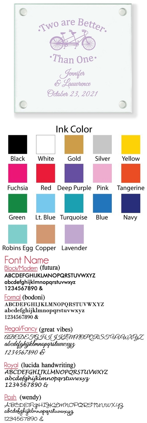 Personalized 2 Are Better Than 1 Design Glass Coaster (18 Ink Colors)